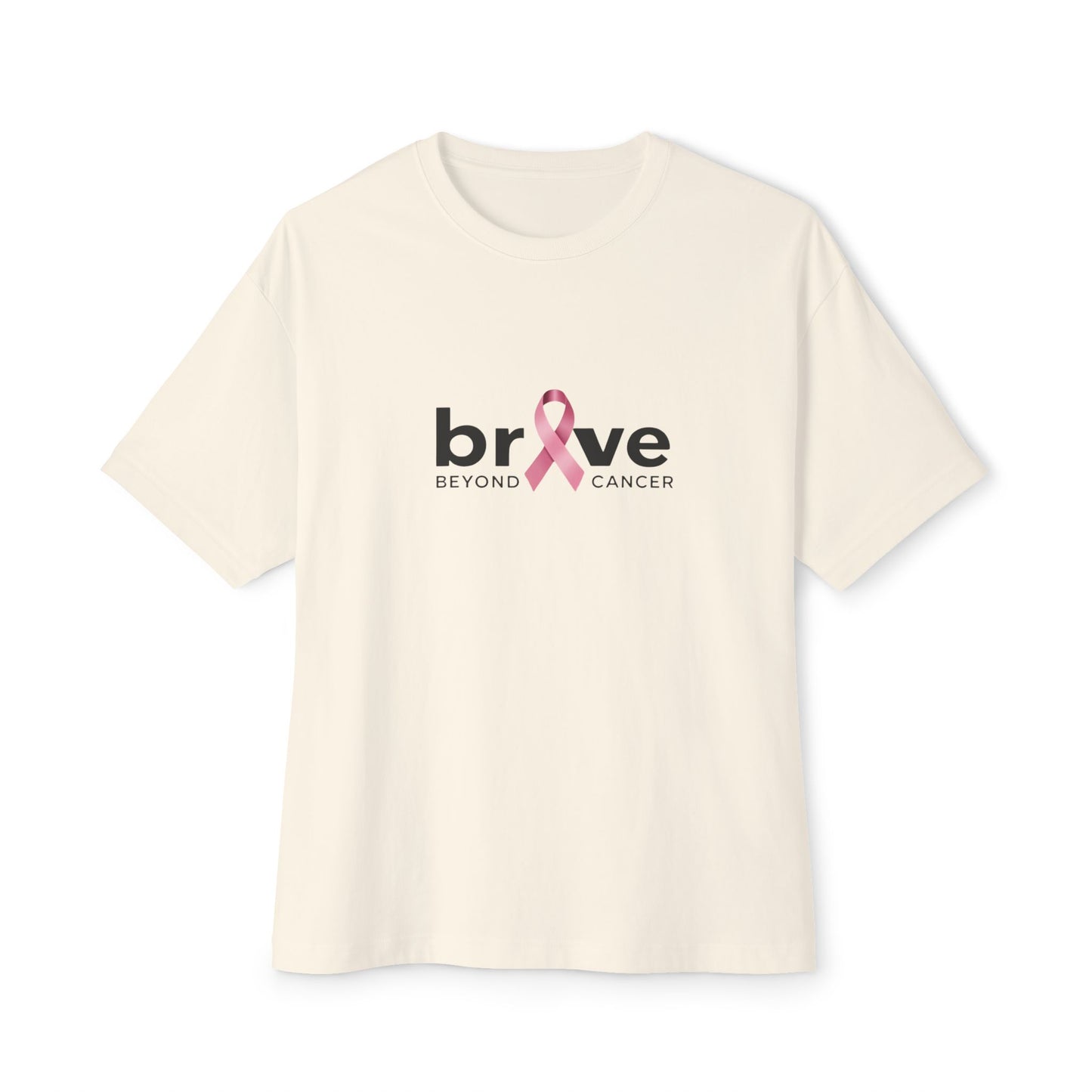 Brave Beyond Cancer Oversized Tee - Inspirational Unisex T-Shirt for Fundraisers, Support Events, Breast Cancer Awareness, Comfort Wear